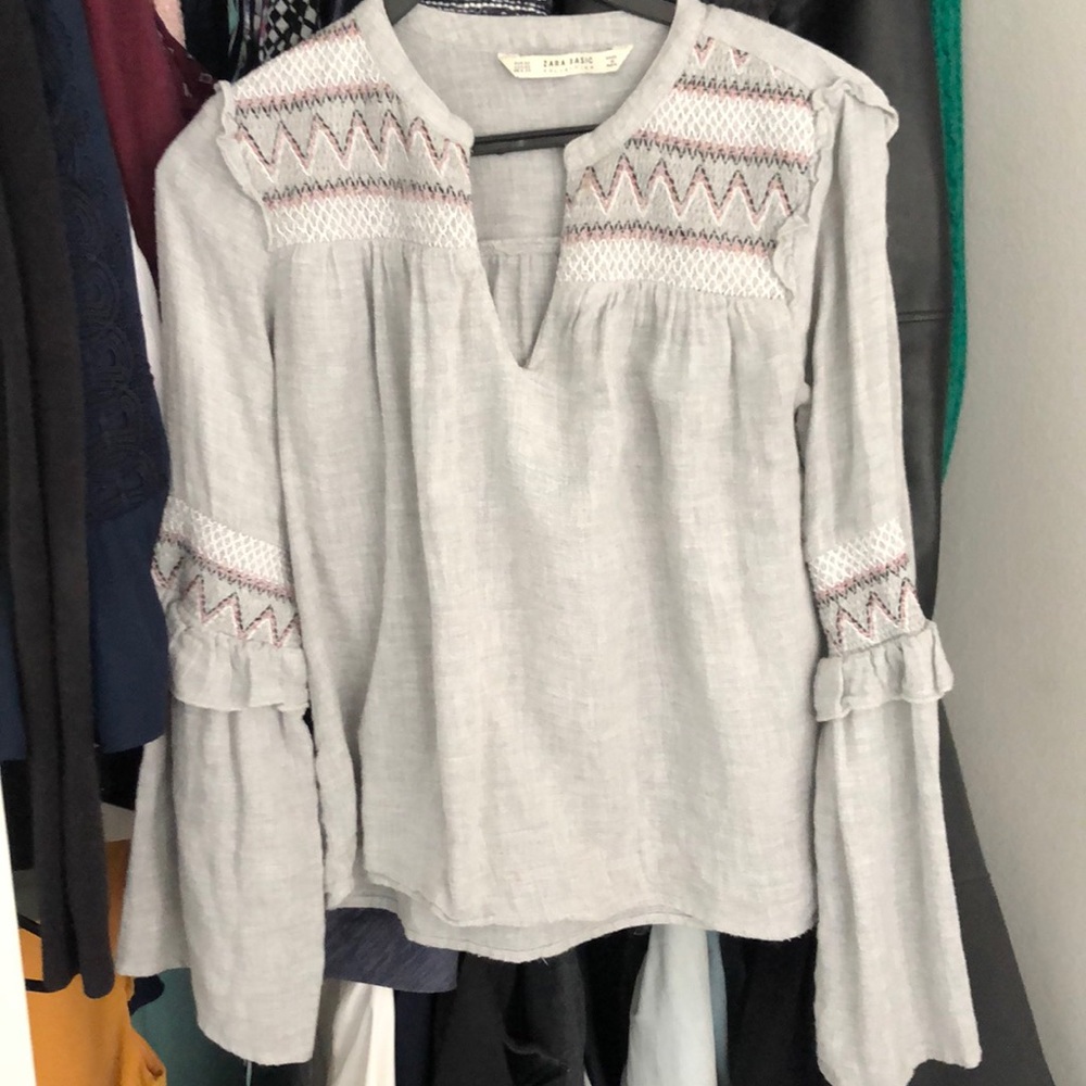 Zara: long sleeve embroidered top